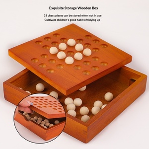 <span class=keywords><strong>Solitaire</strong></span> en bois de qualité supérieure, Échecs Kongming, Jeu de société pour un seul joueur pour adultes et enfants, Jeu de puzzle décontracté et de loisirs - Product Image 4
