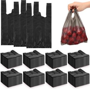Black <b>Small</b> T Shirt Bags Bulk Plastic <b>Shopping</b> Bags with Handles for <b>Small</b> Business, Retail, Grocery - Product Image 1