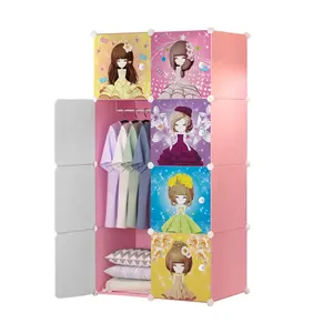 2022 hot selling modern bedroom multipurpose kids almirah diy plastic storage cabinet with clothes hanger