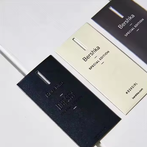 Etiqueta colgante personalizada de alta calidad para camisetas de hombre, Material de lino con flor única recortada, Dropshipping para bolsos y zapatos - Product Image 1