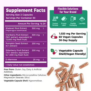 Chinaherbs Natural Herbal Extract Vegan Menopause Support Capsules Shatavari Cranberry Supplement for Urinary Bladder Control - Product Image 6