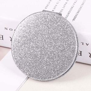 Fashion Bling Gold Black Round 70mm Pu Leather Glitter <b>Compact</b> <b>Mirror</b> Travel Pocket <b>Mirrors</b> Hand Held Cosmetic Make up <b>Mirror</b> - Product Image 3