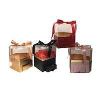 Boîte cadeau de Noël de luxe en carton transparent en gros, boîte d'emballage pour fleurs préservées et chocolats avec tiroir, boîte cadeau carrée
