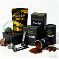 Café aux champignons instantané à marque privée OEM, extrait de Shilajit, superaliments, champignons Reishi, Crinière de lion, Chaga, poudre enrichie en vitamines