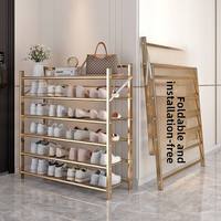 Étagère à chaussures pliable et réglable en métal pour chambre, dortoir, entrée, salle de bain, salon, armoire