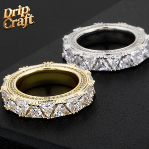 Anello Hip-hop con Diamanti, Montatura Triangolare in Rame con Zirconi, Stile Unisex per Festival Musicali e <span class=keywords><strong>Rap</strong></span>, Accessorio all'Ingrosso - Product Image 2