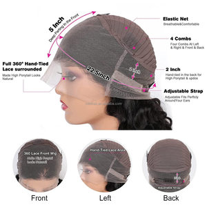 Nouvelle haute densité 360 pleine pour perruque frontale en dentelle cheveux humains indiens bruts 360 perruque bouclée avant en dentelle avec <span class=keywords><strong>Style</strong></span> droit - Product Image 6