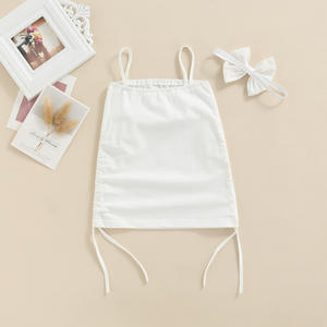 Vestido de Verano 2022 para Niñas, Color Sólido, con Cordón Ajustable, Estilo Halter, Ropa Infantil de Boutique, Venta al Por Mayor - Product Image 2