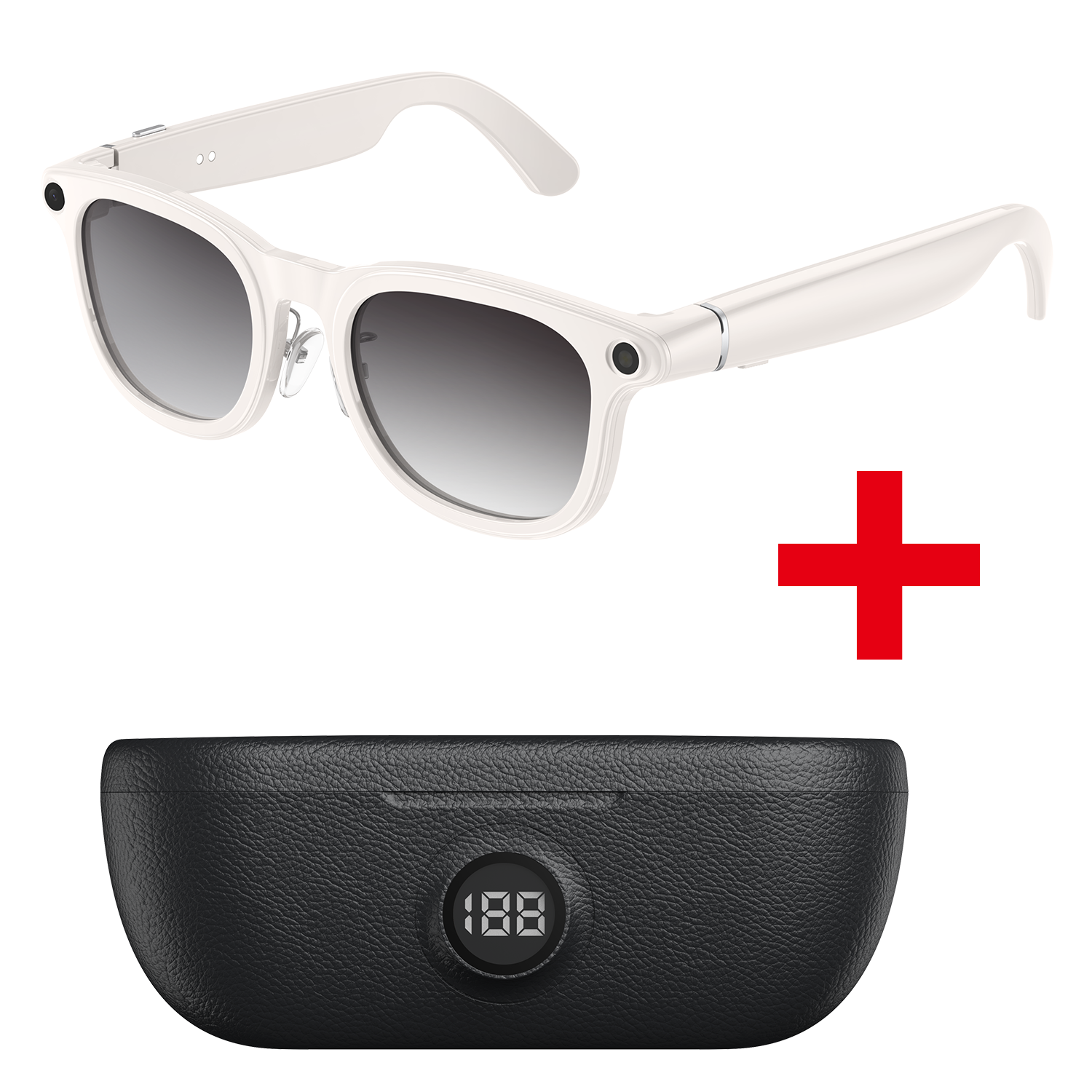 White frame + photochromic lenses + black charging case