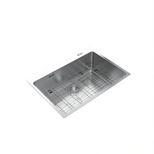 Lavello da cucina a incasso in acciaio inossidabile, 25 pollici, vasca singola rettangolare, montaggio superiore, superficie lucida - Product Image 1