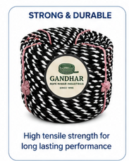 Strong Polyester Twisted Rope Zebra <b>Stripe</b> <b>Black</b> <b>and</b> <b>White</b> Design Durable Weather Resistant Heavy Duty Rope Cord - Product Image 3