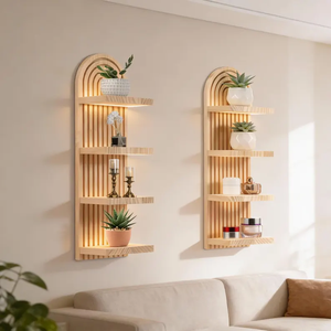 Estante de Pared Estilo Boho, Decoración <span class=keywords><strong>para</strong></span> el Hogar, Estantes Colgantes de Madera <span class=keywords><strong>para</strong></span> <span class=keywords><strong>Plantas</strong></span> - Product Image 6