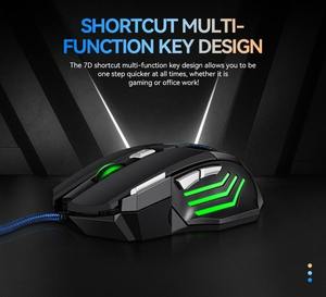 Souris de jeu 7D, design ergonomique, souris filaire de jeu, 2400 DPI, rétroéclairée, optique, pour droitier, pour joueur - Product Image 5