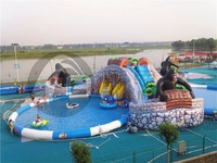 Alliance vente d'usine pvc extérieur location commerciale parc aquatique gonflable Gorilla avec lit pour enfants et adultes à vendre