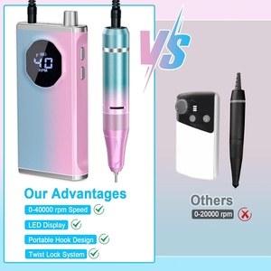 Taladro de Uñas Profesional Recargable de Alta Capacidad, 40000 RPM, Kit de Manicura Eléctrico Portátil para Uso en Salón y Hogar, Hecho de Plástico - Product Image 5