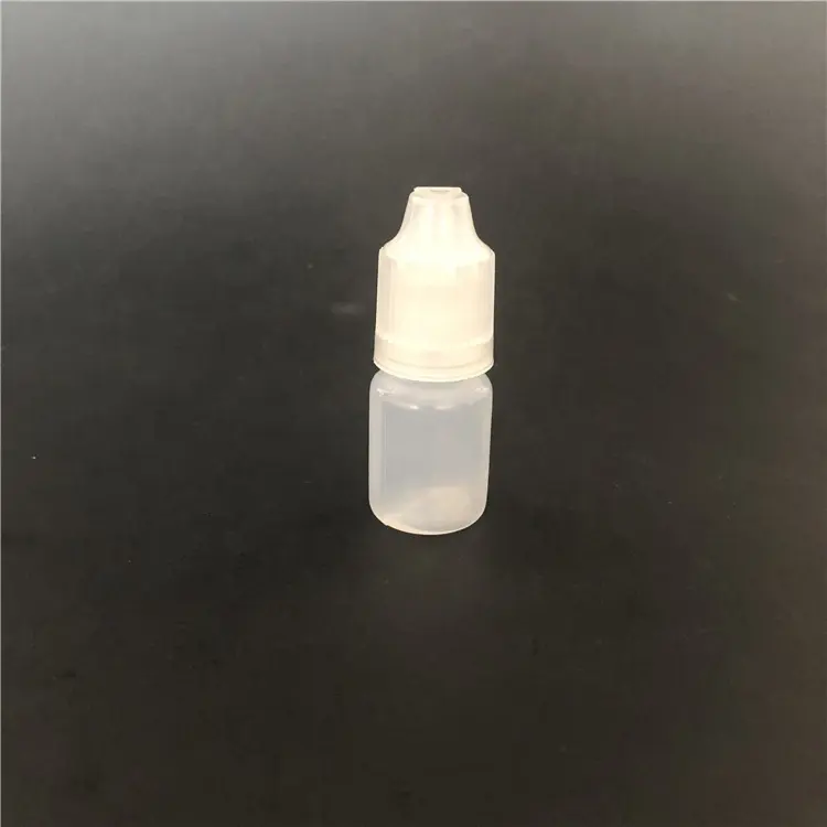 Bouteille PE ronde transparente de 5ml, 5ml avec un couvercle blanc différent, bouchon à vis