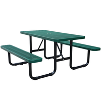 Table de pique-nique en acier pour extérieur, usage commercial, 4/6/8 pieds, pour restaurant, jardin, terrasse, table à manger extérieure en métal avec banc