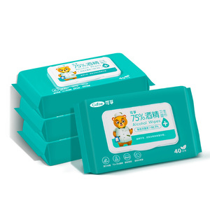 Lingettes alcoolisées Cofoe, 75 % d'alcool, 40 lingettes, désinfectantes portables pour les mains, la peau et les objets - Product Image 1