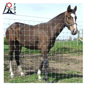 Clôture de champ pour cheval et chèvre, clôture de ferme, conception de nœud fixe, filet en fer tissé, charnière galvanisée, maille pour bétail, vente en gros