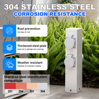 Poteau d'alimentation étanche NEMA 3R, prise de courant extérieure en acier inoxydable 304 pour jardin, allée et camping