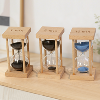 Sablier en bois artisanal sur mesure en gros, minuteur de 1/3/5 minutes pour enfants, minuteur d'échecs de bureau pour cadeaux d'anniversaire