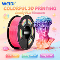 Filament d'imprimante 3D WEIDI, directement de l'usine, 1,75 mm, 1 kg/rouleau, couleurs bonbon, PLA, tiges en plastique pour imprimante 3D FDM, sans déformation