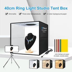 <span class=keywords><strong>Caja</strong></span> <span class=keywords><strong>de</strong></span> Estudio Fotográfico Portátil con Anillo <span class=keywords><strong>de</strong></span> Luz <span class=keywords><strong>de</strong></span> 40 cm, Luz LED Regulable por USB, Incluye 6 Colores <span class=keywords><strong>de</strong></span> Fondo, Kit <span class=keywords><strong>de</strong></span> Tienda <span class=keywords><strong>de</strong></span> Fotografía Plegable - Product Image 2