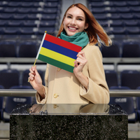 Vente en gros de drapeau fanion agitant la main de l'île Maurice de 14*21cm Offre Spéciale le style des pays du monde avec tige en bois
