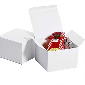 HOUSE DAY Handmade <b>Square</b> <b>Gift</b> <b>Box</b> Lid Handle Kraft Paper 15x15x10cm Bridesmaid Proposal Candy Chocolate <b>Box</b> (White 10 Pieces) - Product Image 4