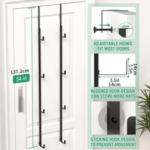 Over <b>Door</b> Hat <b>Rack</b> 4 Layers Black Hook Type <b>Storage</b> Holder For Baseball Caps Bedroom Wardrobe Home Use - Product Image 4