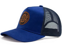 Casquette de baseball trucker en maille de haute qualité, 5 panneaux, en mousse, avec logo patch PVC bicolore, imperméable, broderie 3D, style sport décontracté