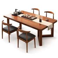 Ensemble de table à manger rectangulaire moderne en bois avec 5 fauteuils rembourrés à dossier solide pour hôtel et appartement