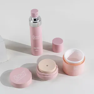 Conjunto de embalagens de cosméticos rosa de luxo 15g 30g 50g frasco de creme rosa linda garrafa feminina spray de névoa facial embalagem