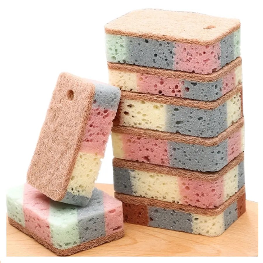 Wood pulp cotton dishwashing sponge Multicolor Eco Friendly Kitchen Dish Washing Cleaning Sponge Cloth supplies