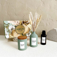 Diffuseur de parfum en céramique personnalisé AIKUN avec fleurs séchées, bougie et coffret cadeau pour la décoration de la maison et du spa