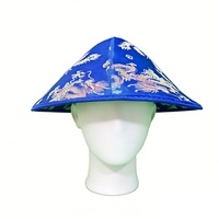 Chapeau conique brodé dragon chinois, style traditionnel asiatique, pour fêtes et événements culturels