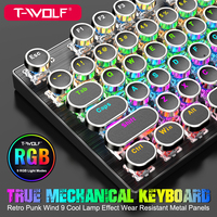 Clavier mécanique punk T-WOLF T75 filaire avec rétroéclairage RVB coloré, axe bleu, clavier de jeu, clavier d'ordinateur, interface USB