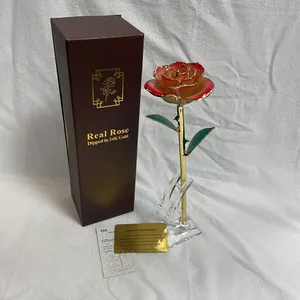 Idea regalo per San Valentino: <span class=keywords><strong>rosa</strong></span> rossa placcata in oro, vera <span class=keywords><strong>rosa</strong></span> eterna a stelo lungo - Product Image 1