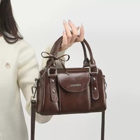 Sac Boston Femme Classique 2026 Tendance, Sac à Main Rétro en Cuir Marron de Luxe, Sac Bandoulière Mode Multi-Occasions