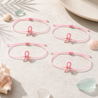 Pulsera Go2boho con lazo rosa, cordón de poliéster, chapado en oro de 18 quilates, bonito regalo de joyería para mujer
