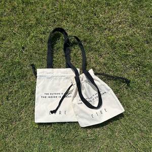 Factory Price Natural Color Cotton <b>Drawstring</b> Tote Bag 100% Cotton Canvas Storage Pouch Bag with <b>Drawstrings</b> - Product Image 3