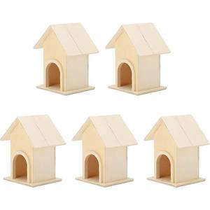 Maison d'oiseau en bois décorative <span class=keywords><strong>Mini</strong></span> mangeoire à oiseaux <span class=keywords><strong>Cage</strong></span> jardin et décoration artisanale de peinture pour enfants - Product Image 2