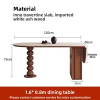 Moderner Esstisch mit Massivholzgestell im Mittelalterlichen Stil, Klappbar und Ausziehbar für 4-6 Personen, Geeignet für Zuhause, Restaurant und Café