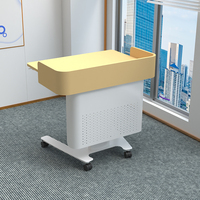 Pupitre mobile moderne en bois MFC blanc et métal, design assis-debout avec hauteur réglable pour les écoles, les hôtels et les entreprises