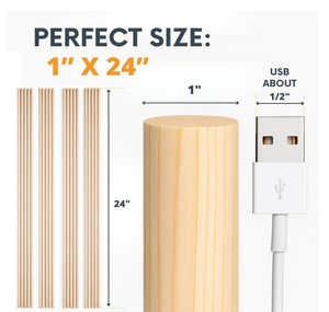 Lot <span class=keywords><strong>de</strong></span> 10 tiges en bois <span class=keywords><strong>de</strong></span> bouleau naturel, sans éclats, bâtonnets en bois vierges pour la peinture, la découpe, le perçage et les travaux manuels - Product Image 2