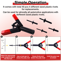 VEROGO 42 Pcs Set Alat Rivet Plastik dengan Rivet dan Alat Pelepas untuk Pengikat Trim Panel Pintu Mobil