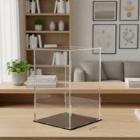 Vitrine de présentation de bureau en acrylique poli de 3 mm, couleur personnalisée, anti-poussière, style asiatique, 4 étagères pour figurines de collection