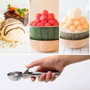 Cuchara para helado de acero inoxidable con mecanismo de fácil liberación para uso doméstico, juego de 2 piezas - Product Image 3