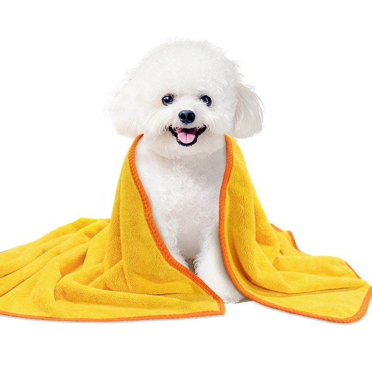Toalla de baño para mascotas amarilla