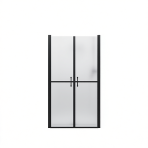 Puerta de Ducha Esmerilada de 38.6'-39.8' x 74.8' con Marco Negro, Vidrio Templado, Bisagras y Diseño Minimalista - Product Image 1